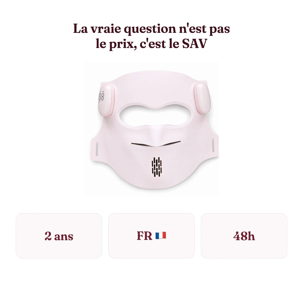 Masque LED visage Zenoza de face sur fond blanc