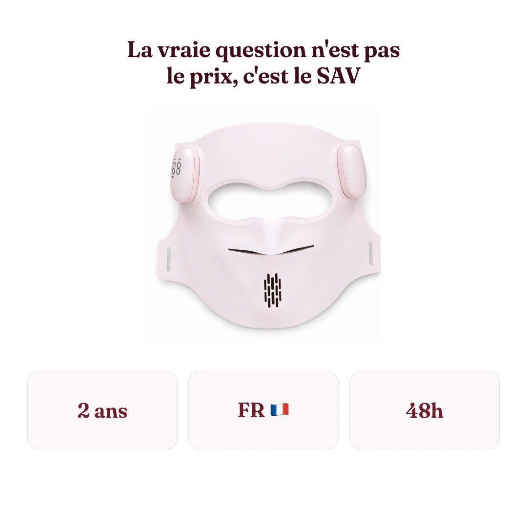Masque LED visage Zenoza de face sur fond blanc